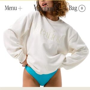 Vacation Women's Cream Crew Neck Sweater Sz Large Unisex